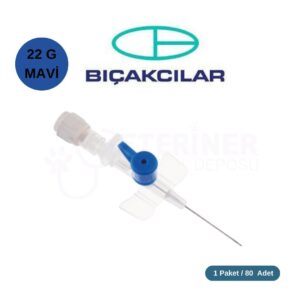Bıçakcılar Branül (ıntraket) 80 li Paket Portlu 22G Mavi