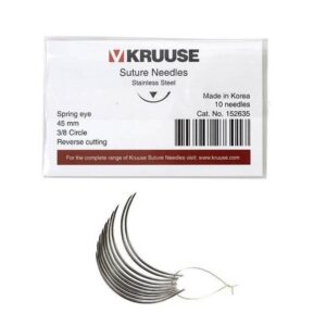 Kruuse Sütür İğnesi Spring 3/8 Keskin 45 MM 10'lu Paket45 mm