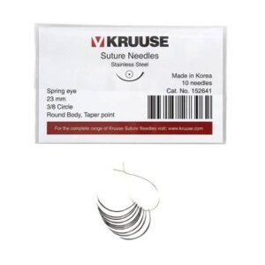 Kruuse Sütür İğnesi Spring 3/8 Yuvarlak İğneli 23 MM 10'lu Paket