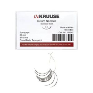 Kruuse Sütür İğnesi Spring 3/8 Yuvarlak İğneli 28MM 10'lu Paket