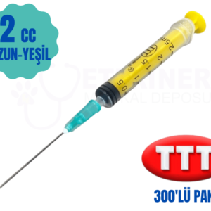 Ttt 2 cc 3 Parça (contalı ) Uzun Yeşil Uçlu Enjektör 300 lü Paket